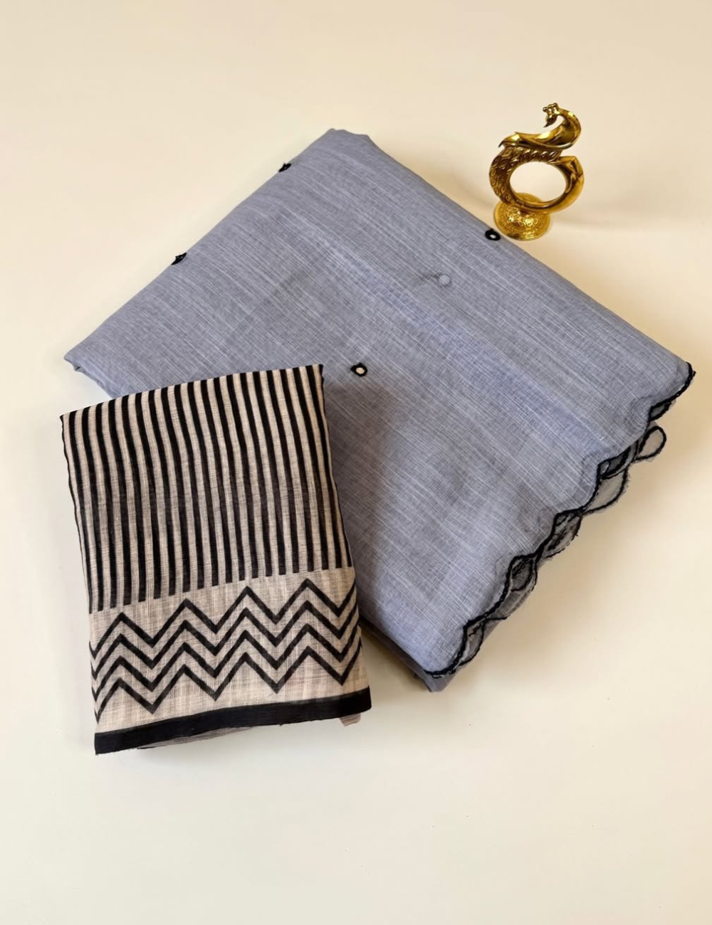 Grey Chanderi Linen Summer Saree