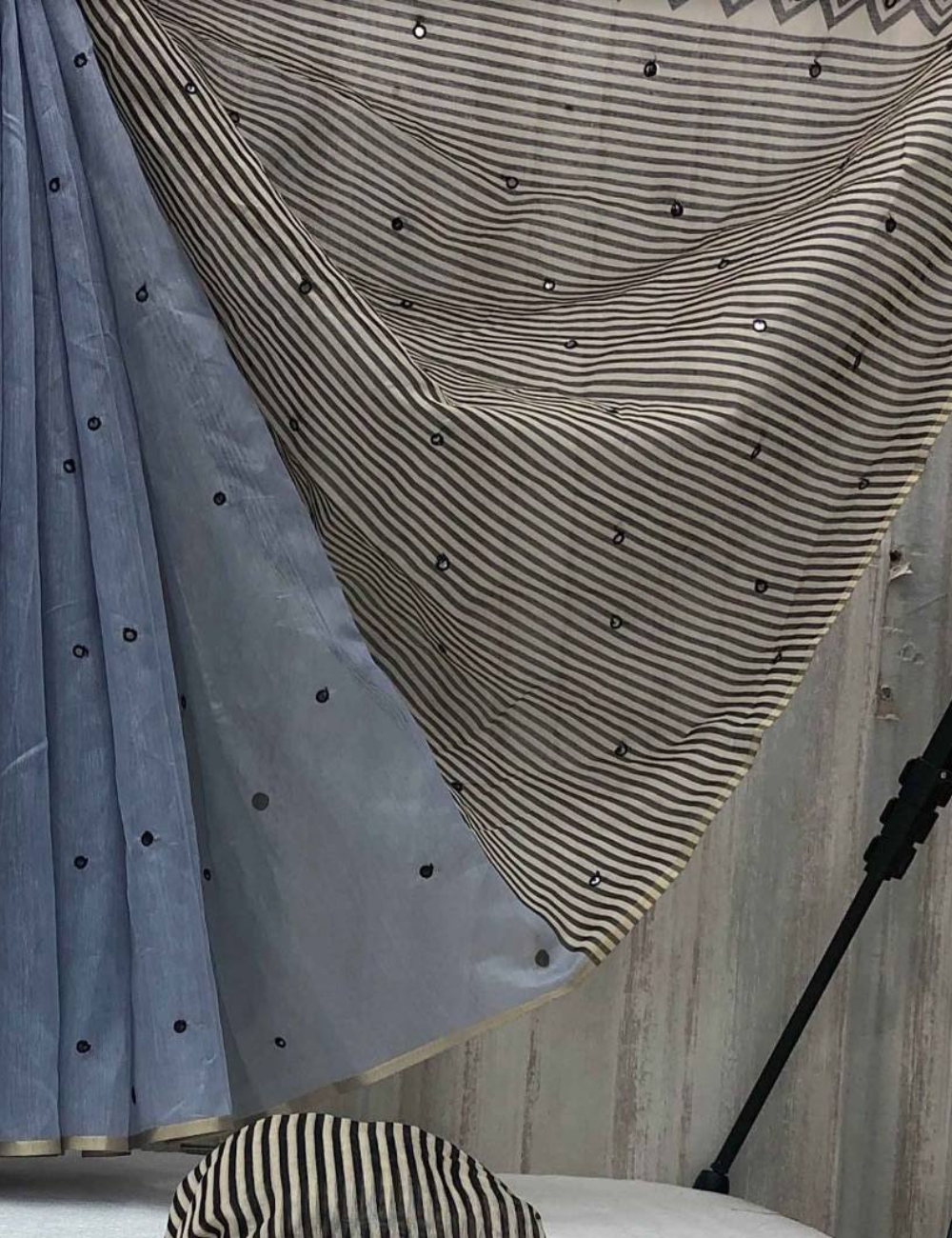 Grey Chanderi Linen Summer Saree