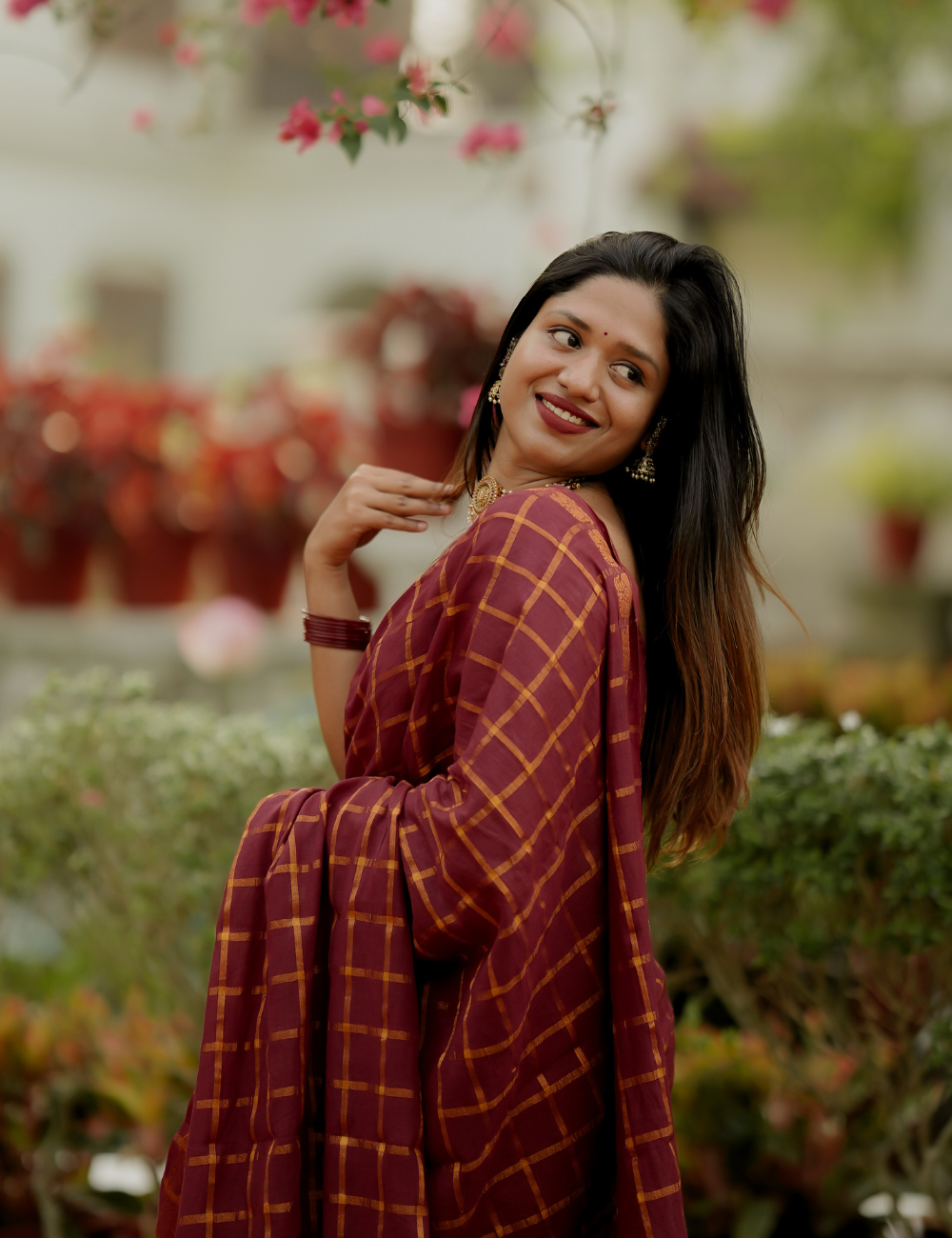 Maroon Pure Sungadi Cotton Handloom Saree