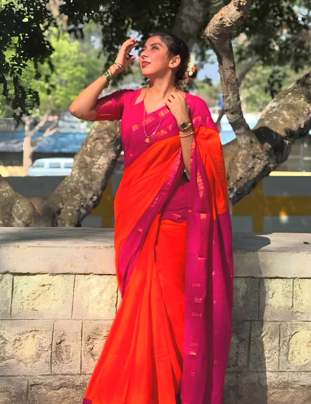 Orange Premium Cotton Saree For Women