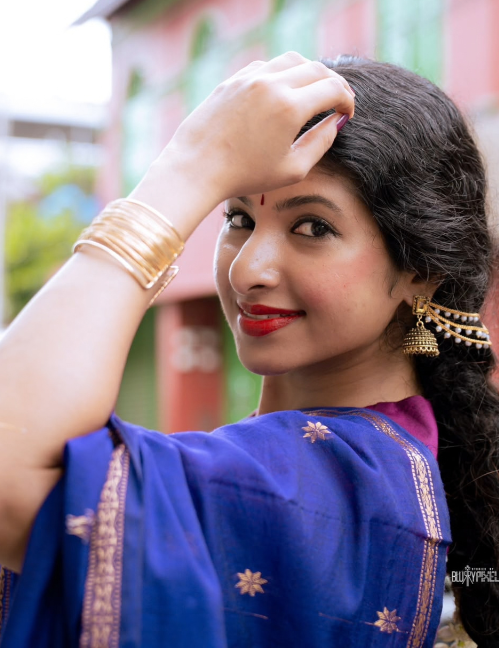 Blue and Purple Premium Silk And Cotton Saree