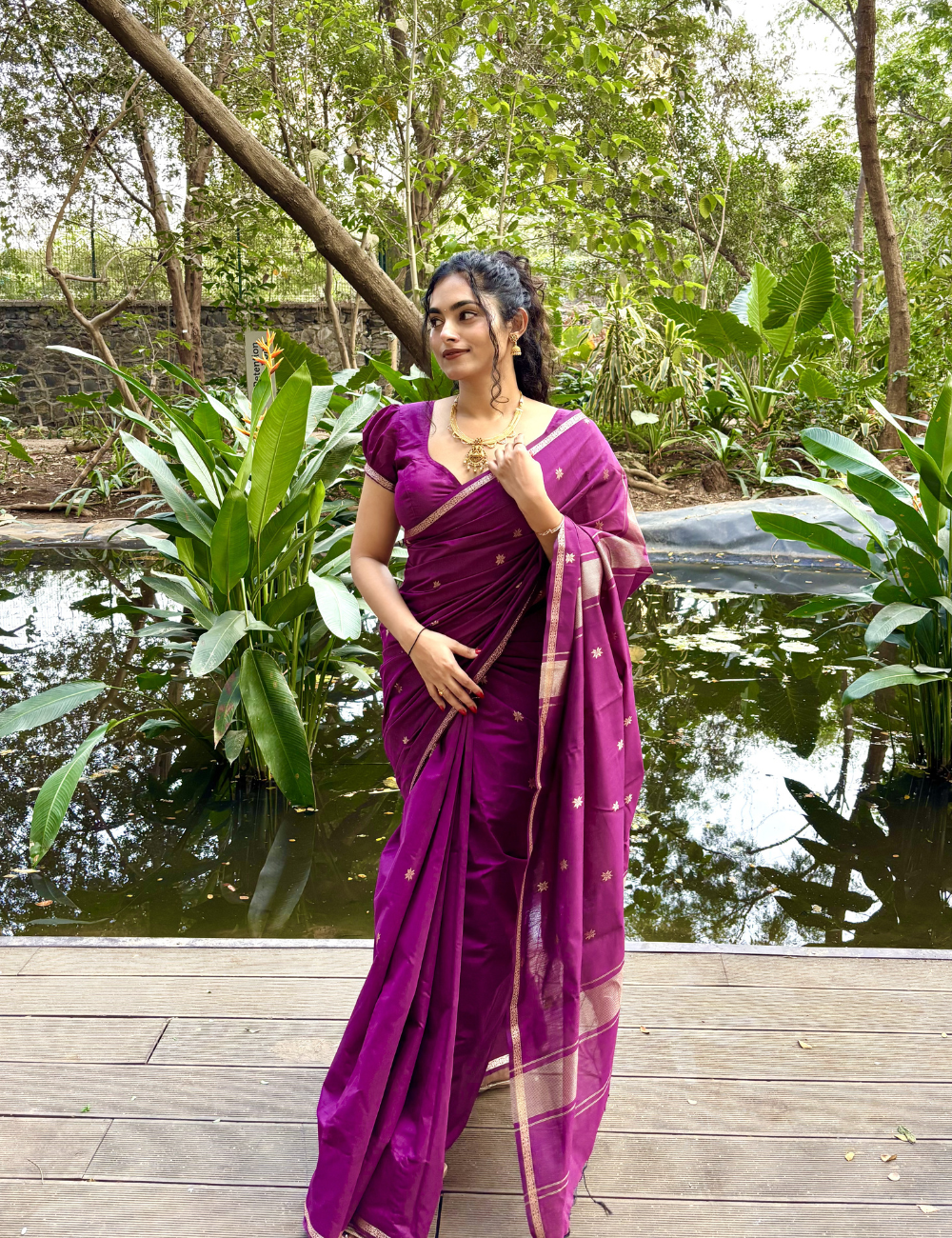 Deep Purple - Silk cotton Handloom Saree