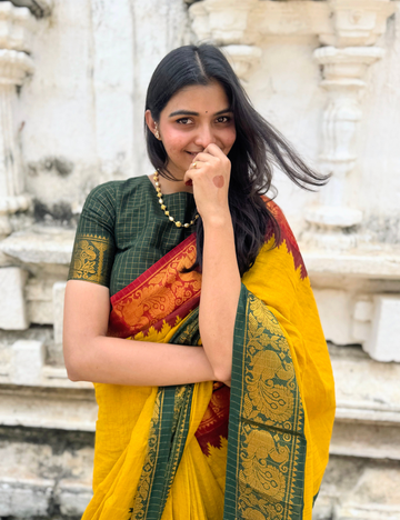 Mustard Yellow - Sungadi Cotton Saree