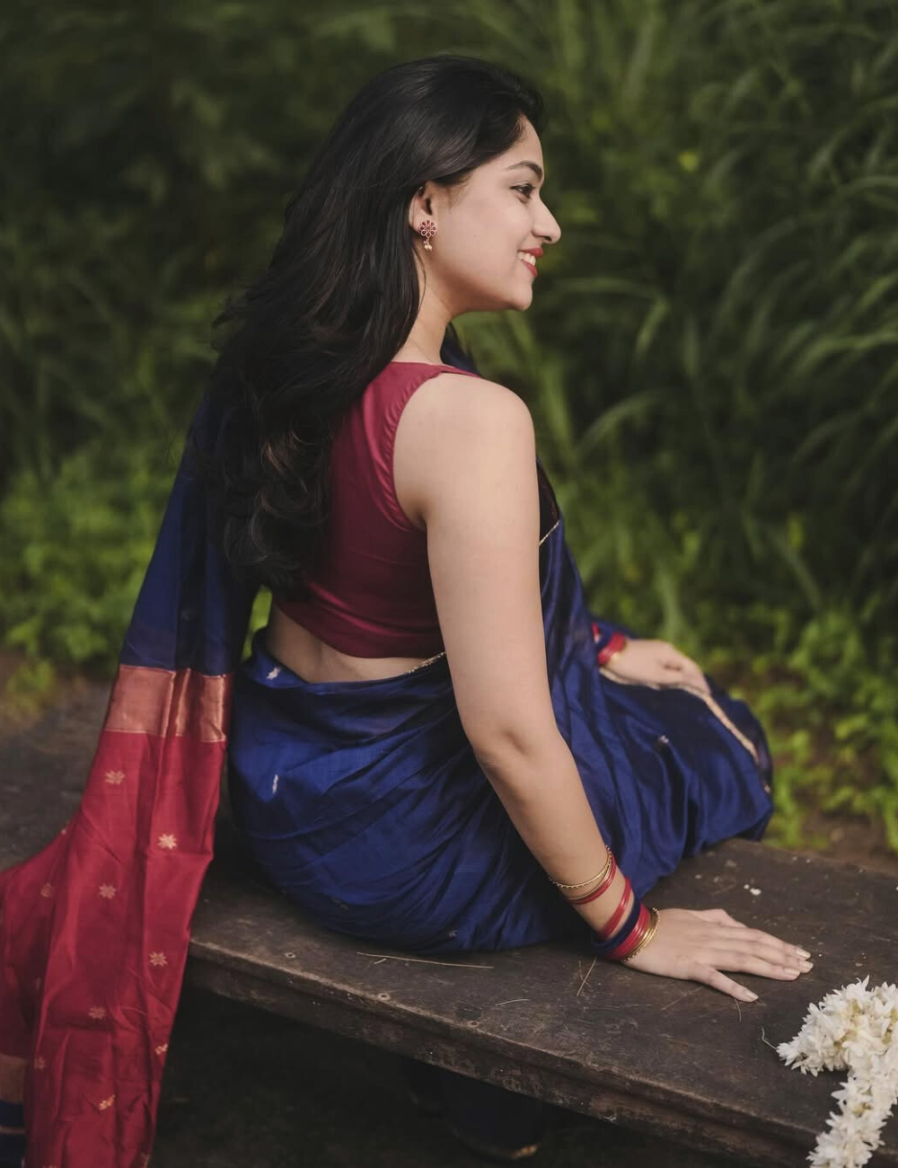 Blue - Silk cotton Handloom Saree