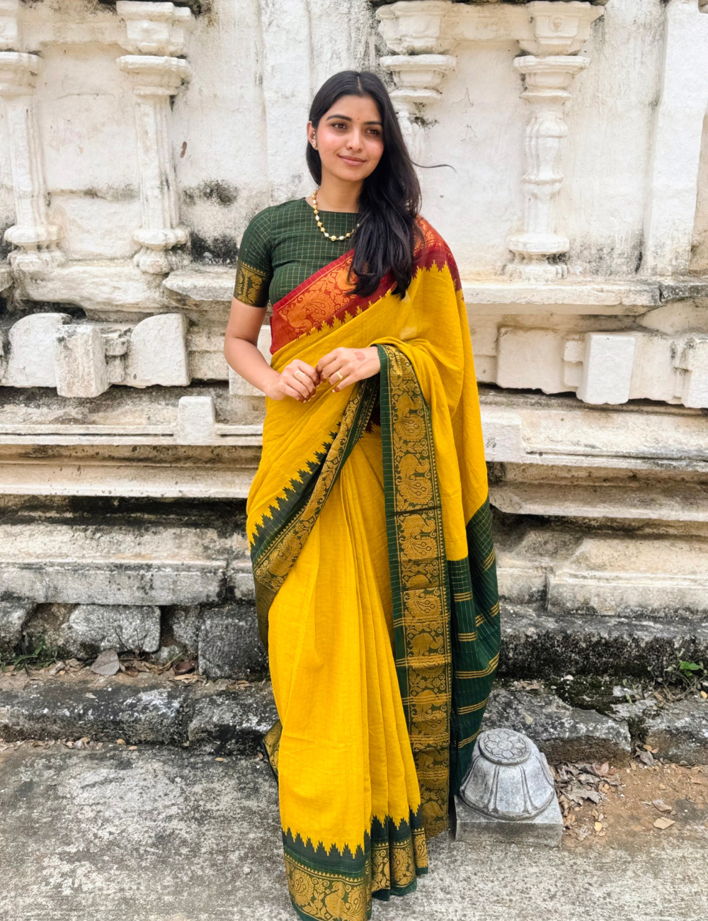 Mustard Yellow - Sungadi Cotton Saree
