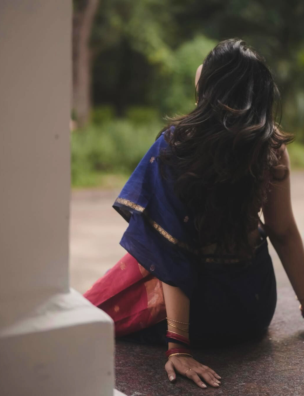 Blue - Silk cotton Handloom Saree