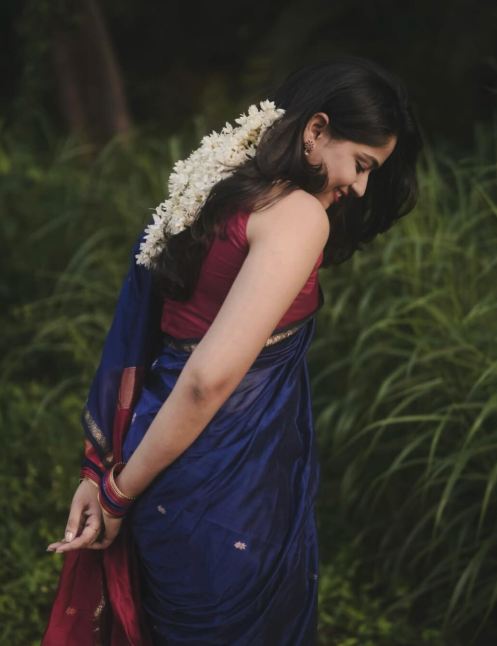 Blue - Silk cotton Handloom Saree