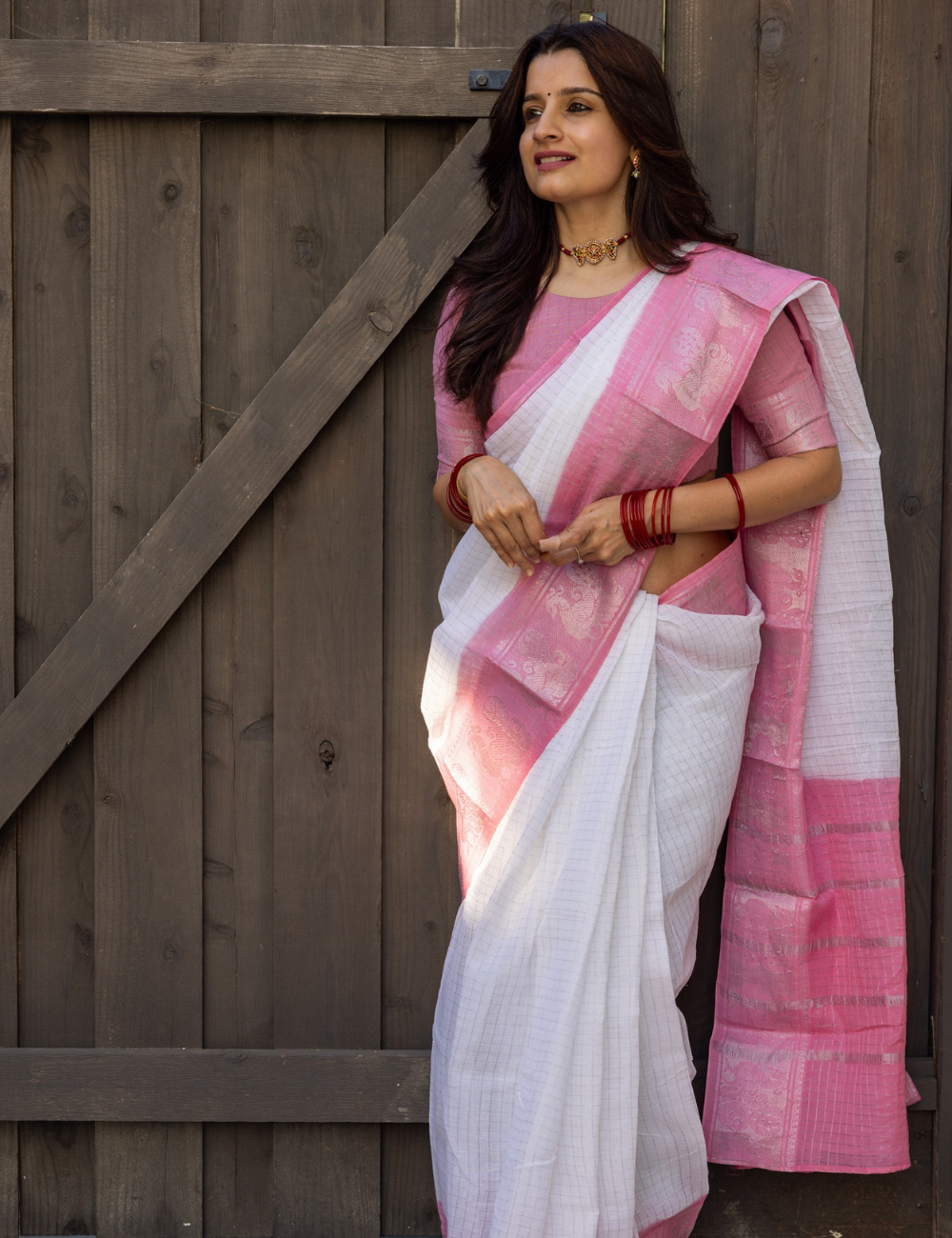Baby Pink - Sungadi Cotton Saree