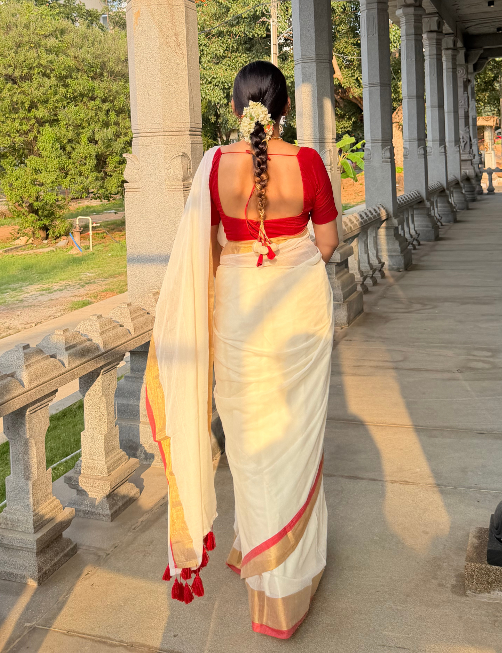 White Premium Mul cotton saree