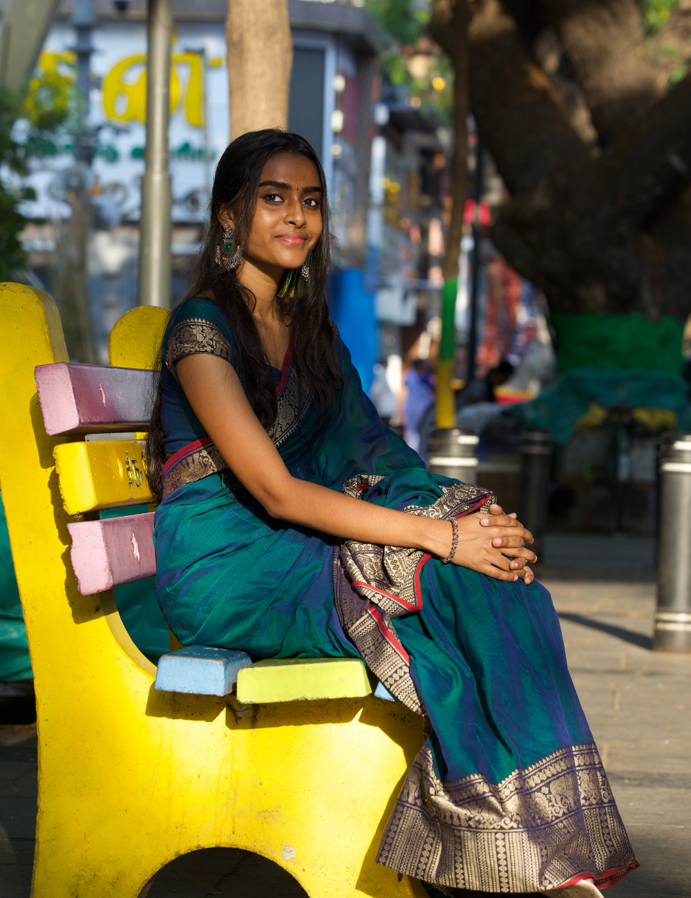 Narayanpet Big border saree – Peacock Blue
