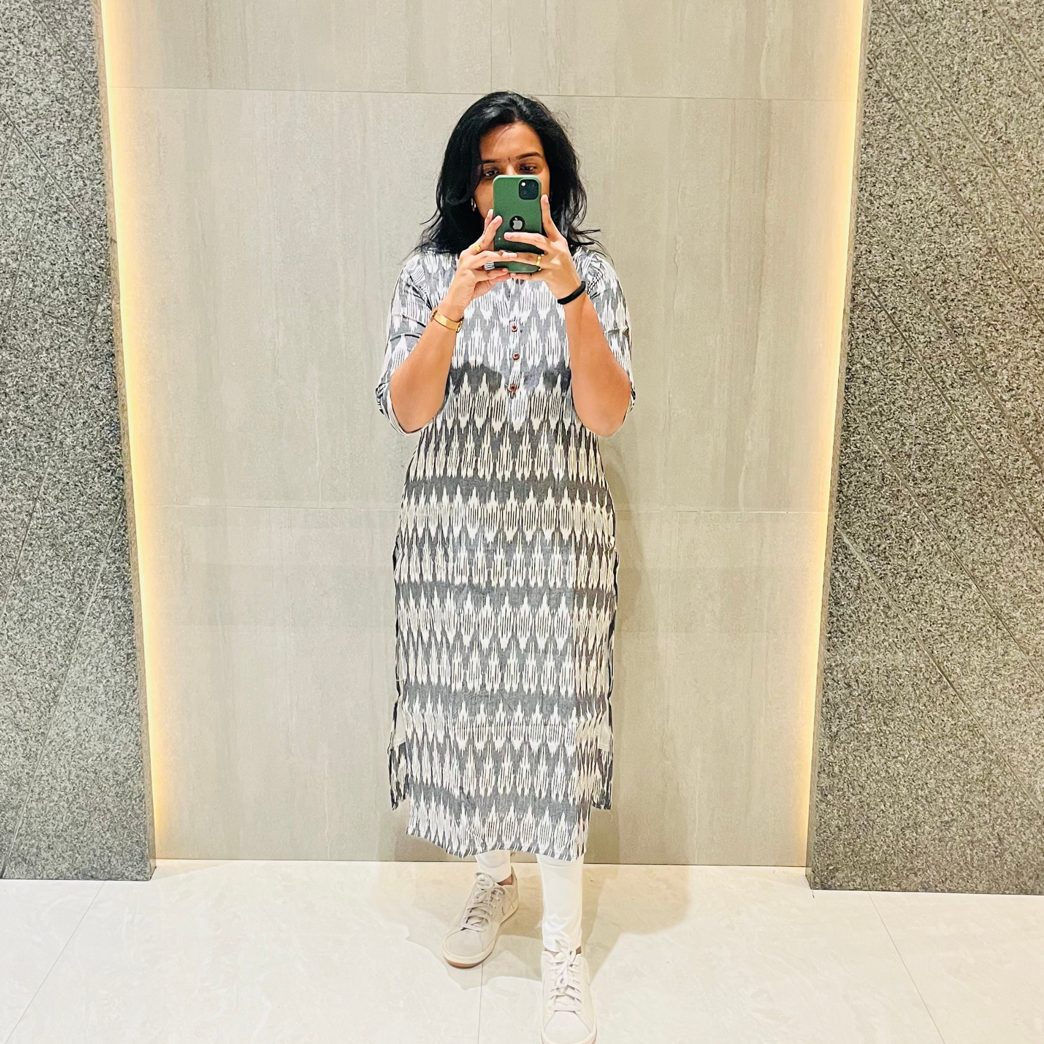 Ikkat Charm Cotton Kurti Top