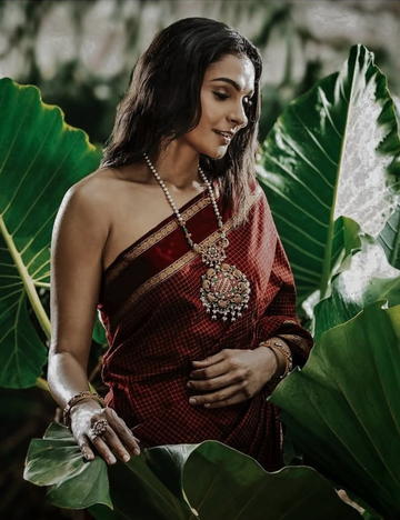 Brown - Andrea Jeremia inspired Silk Cotton Saree