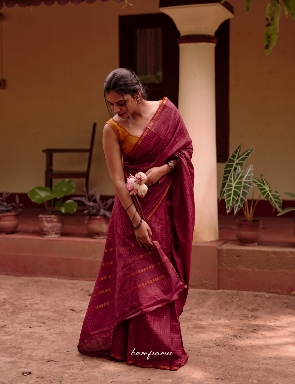 Maroon - Sungadi Cotton Saree