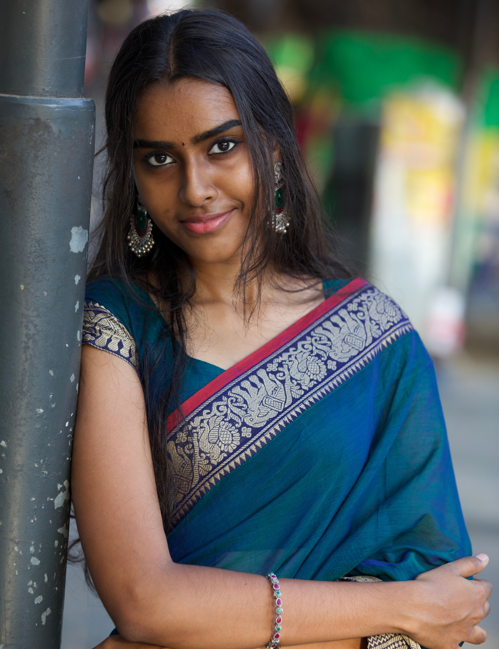 Narayanpet Big border saree – Peacock Blue