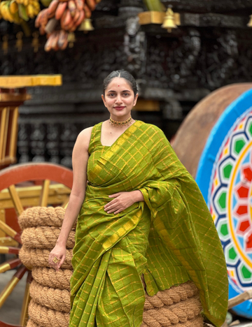 Lime Green Pure Sungadi Cotton Handloom Saree