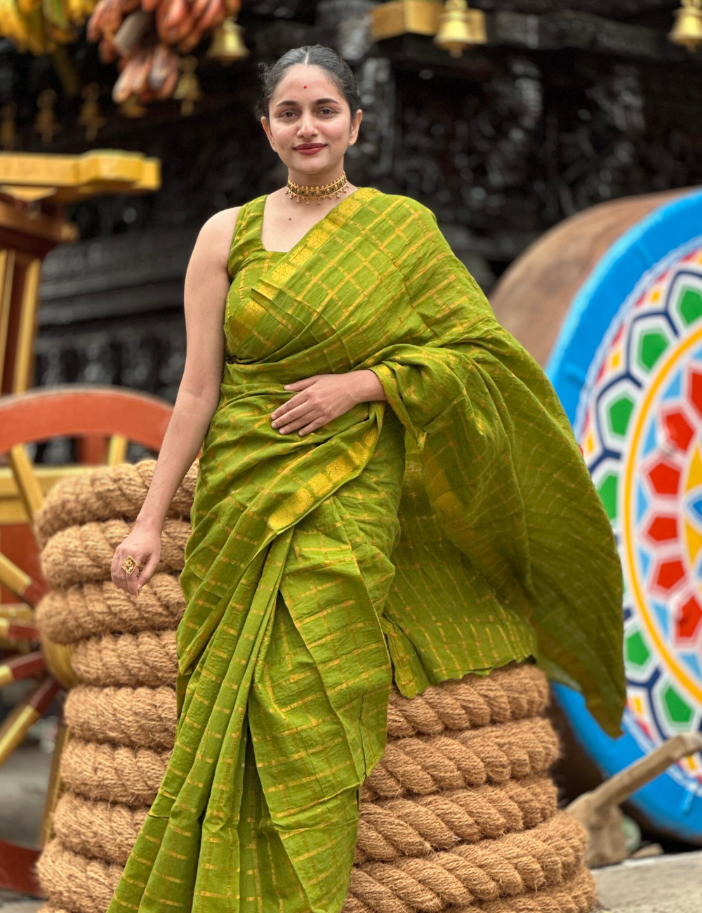Lime Green Pure Sungadi Cotton Handloom Saree