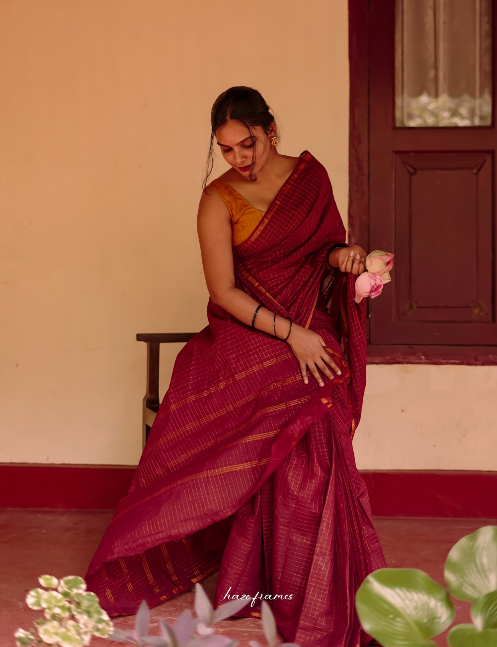 Maroon - Sungadi Cotton Saree