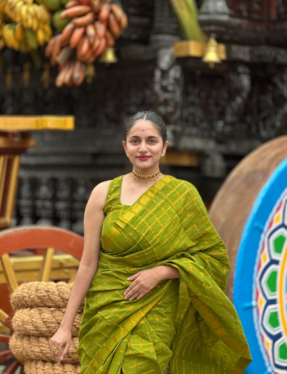 Lime Green Pure Sungadi Cotton Handloom Saree