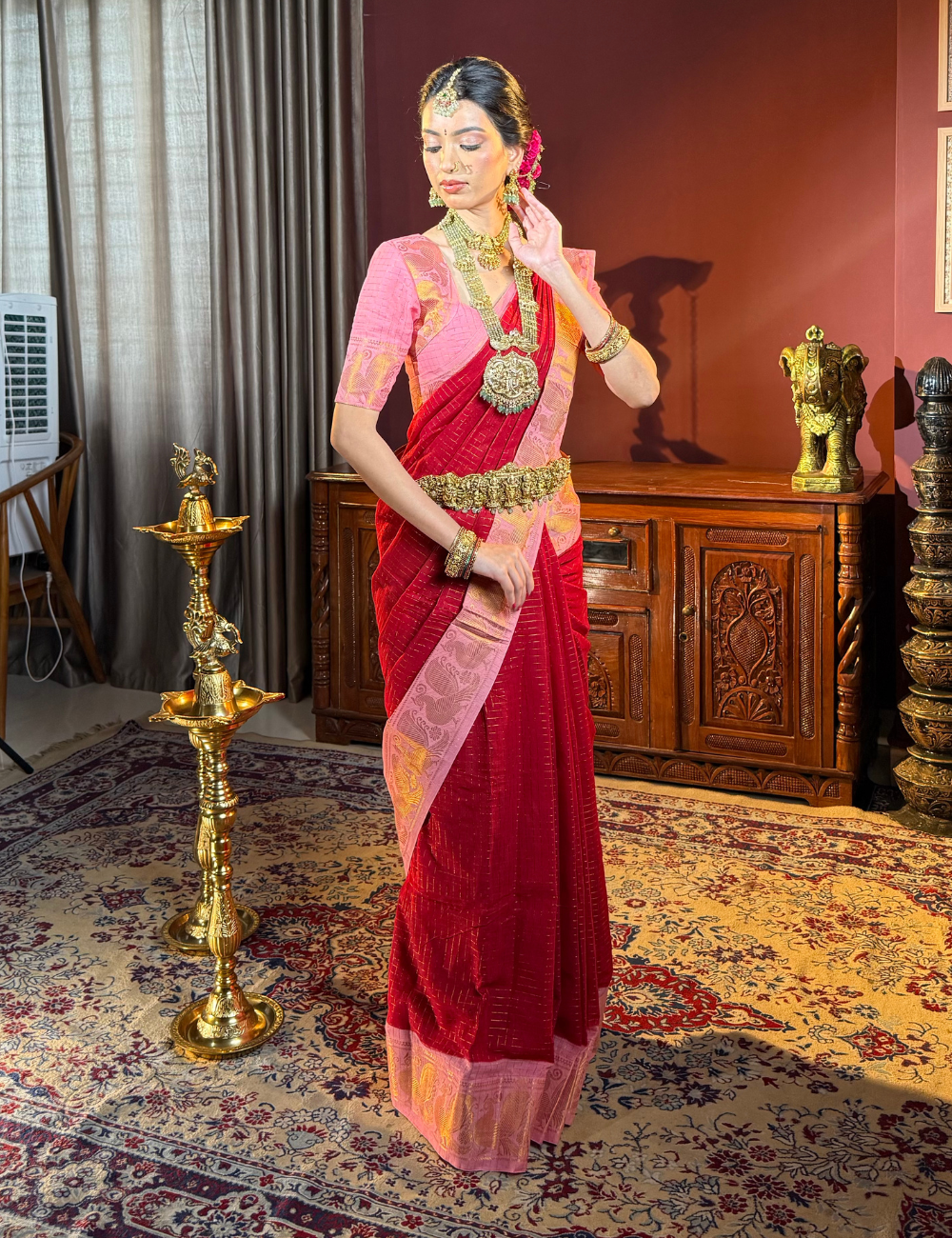 Red & Pink - Sungadi Cotton Saree