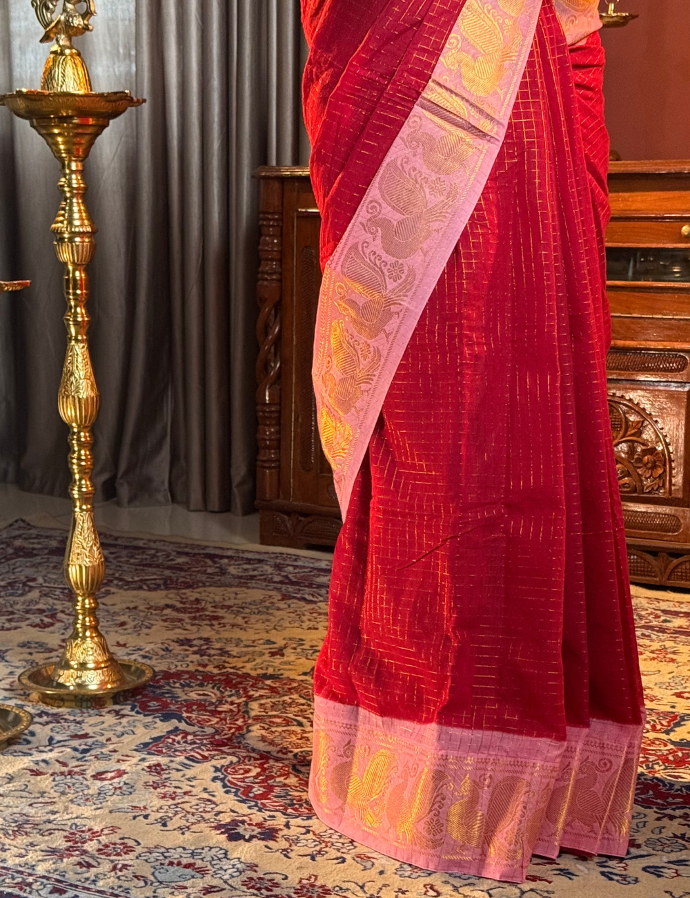 Red & Pink - Sungadi Cotton Saree