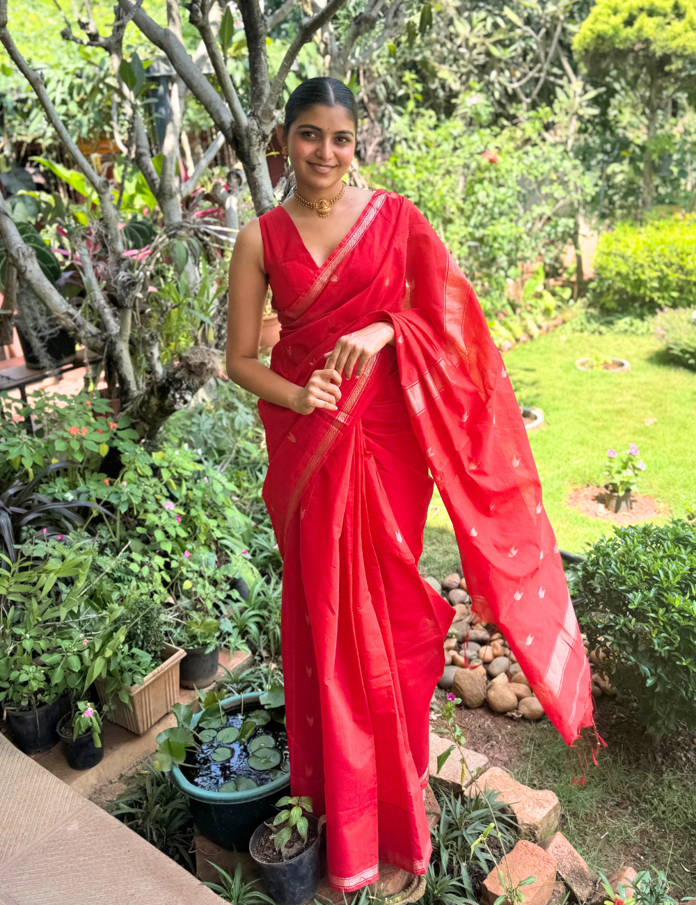 Red - Silk Cotton Handloom Saree