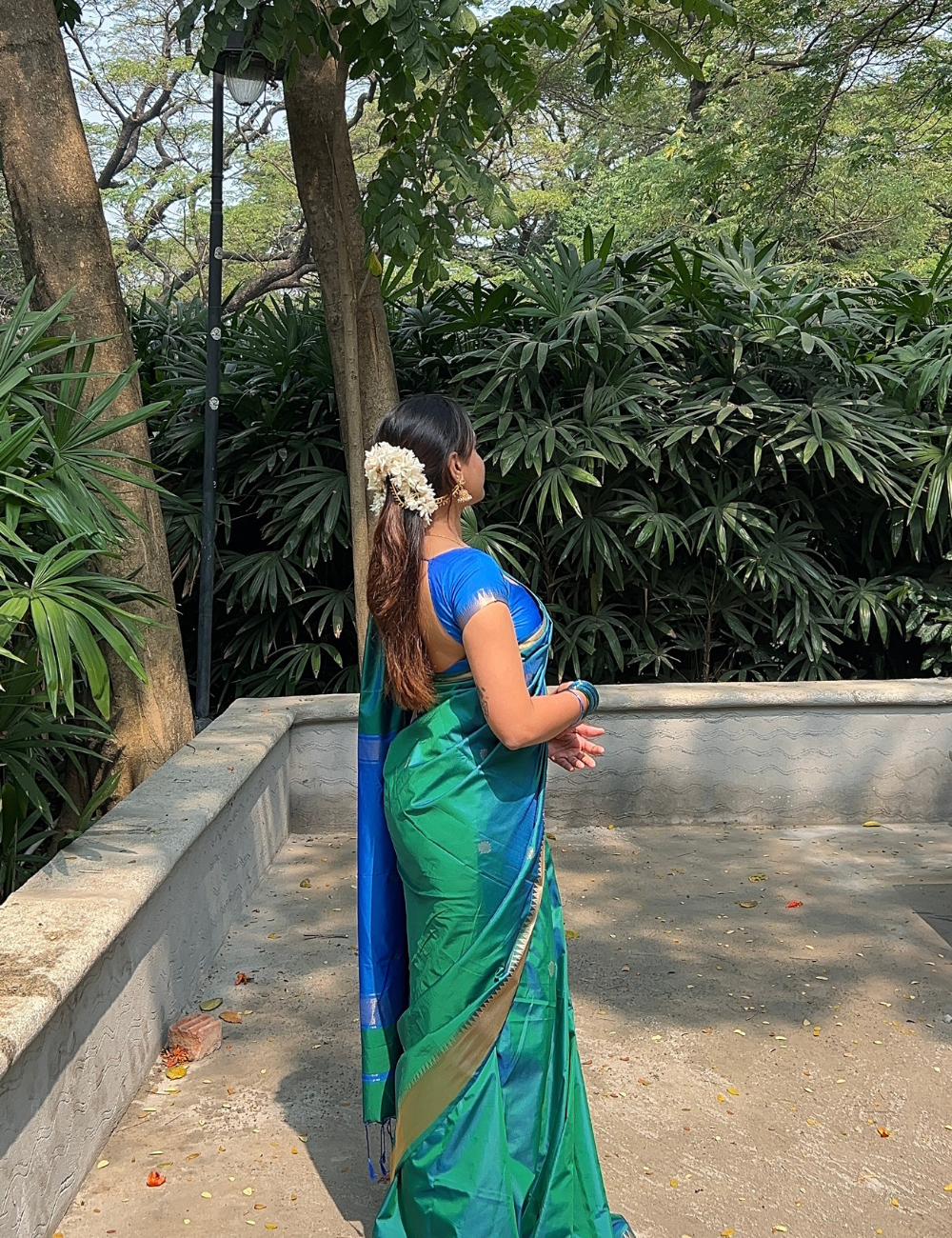 Peacock Green Kanchi Soft Silk Saree – Handloom Semi Silk