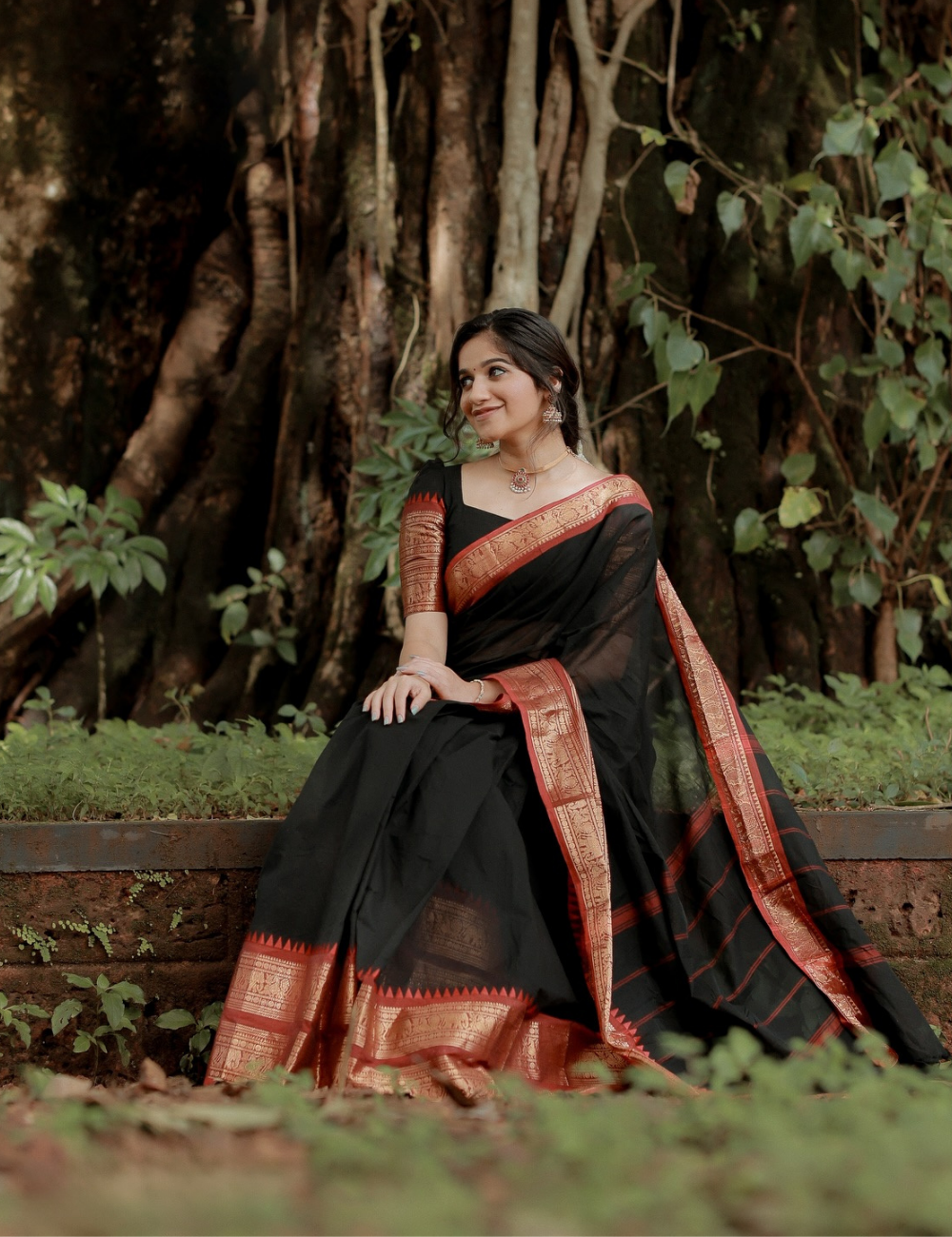 Trisha - Black Kanchi Cotton Saree