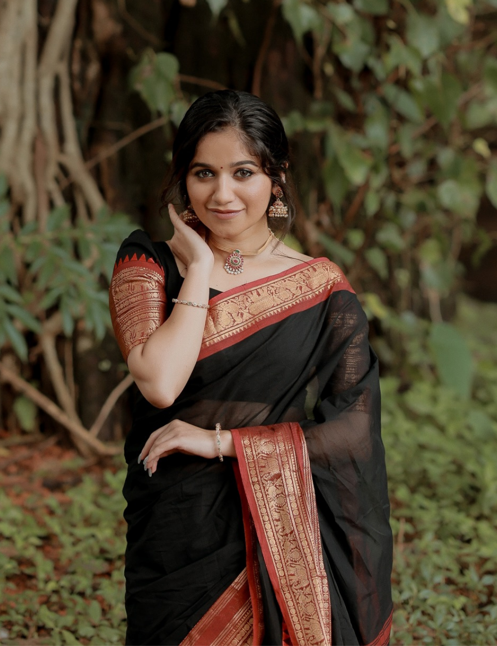 Trisha - Black Kanchi Cotton Saree