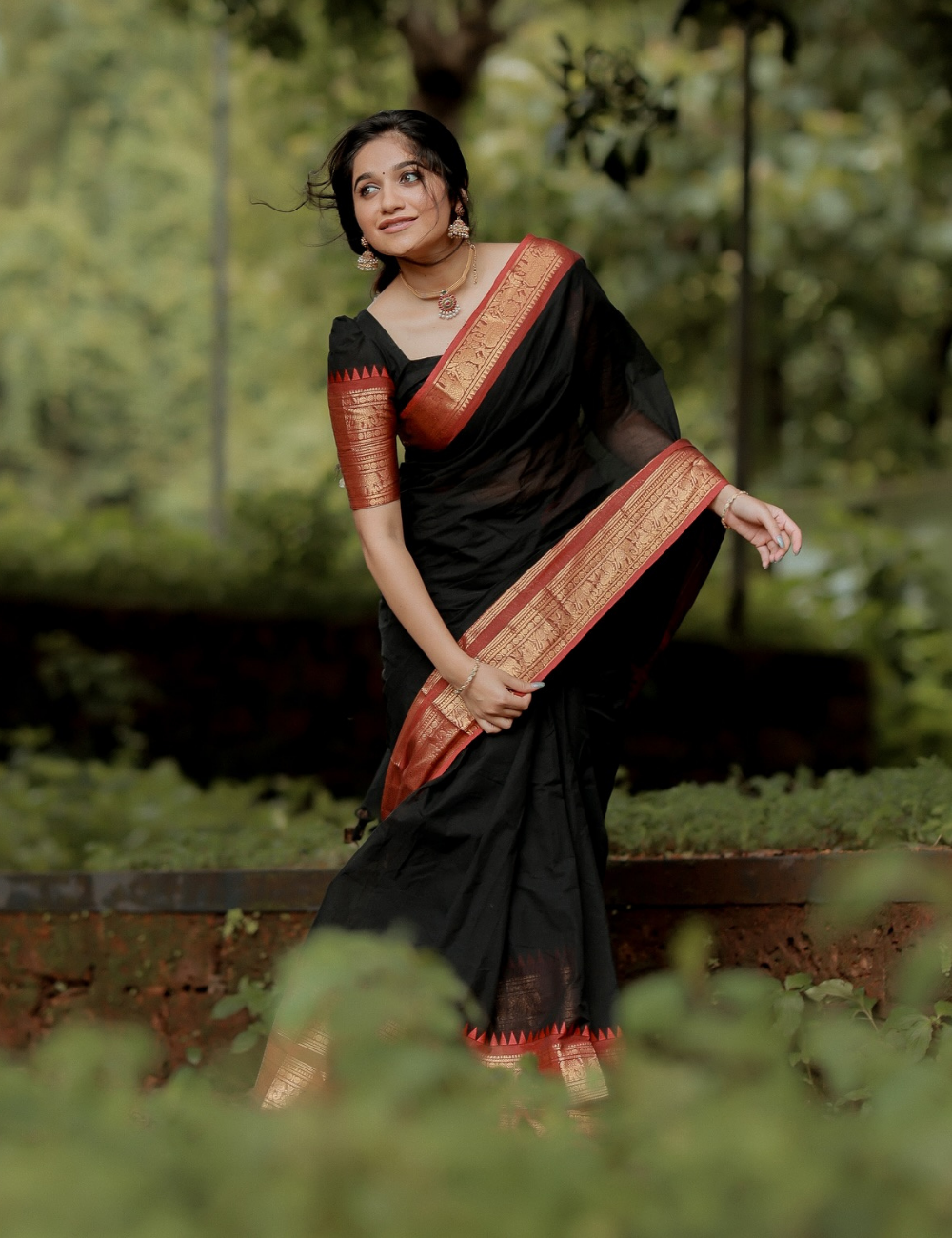 Trisha - Black Kanchi Cotton Saree