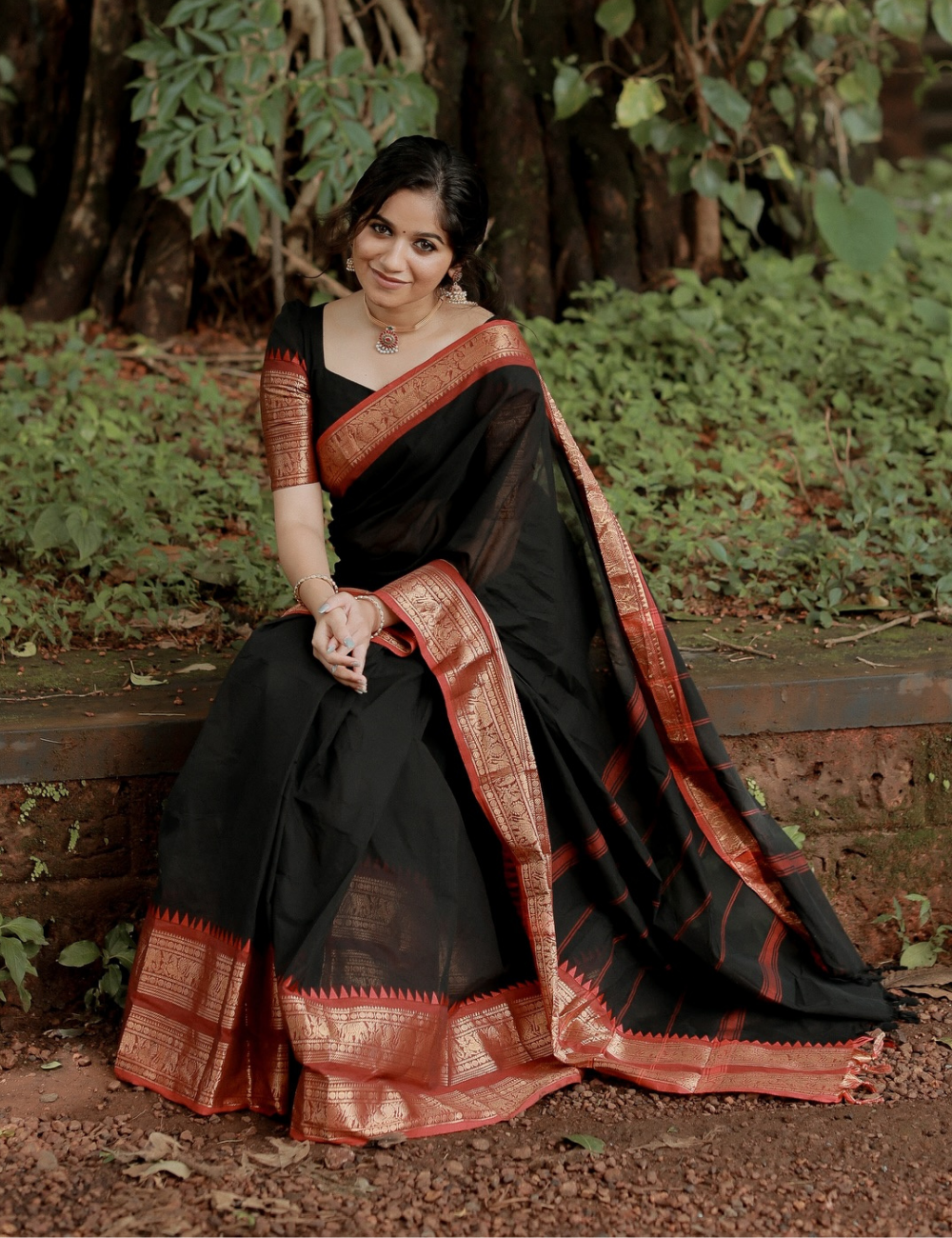 Trisha - Black Kanchi Cotton Saree