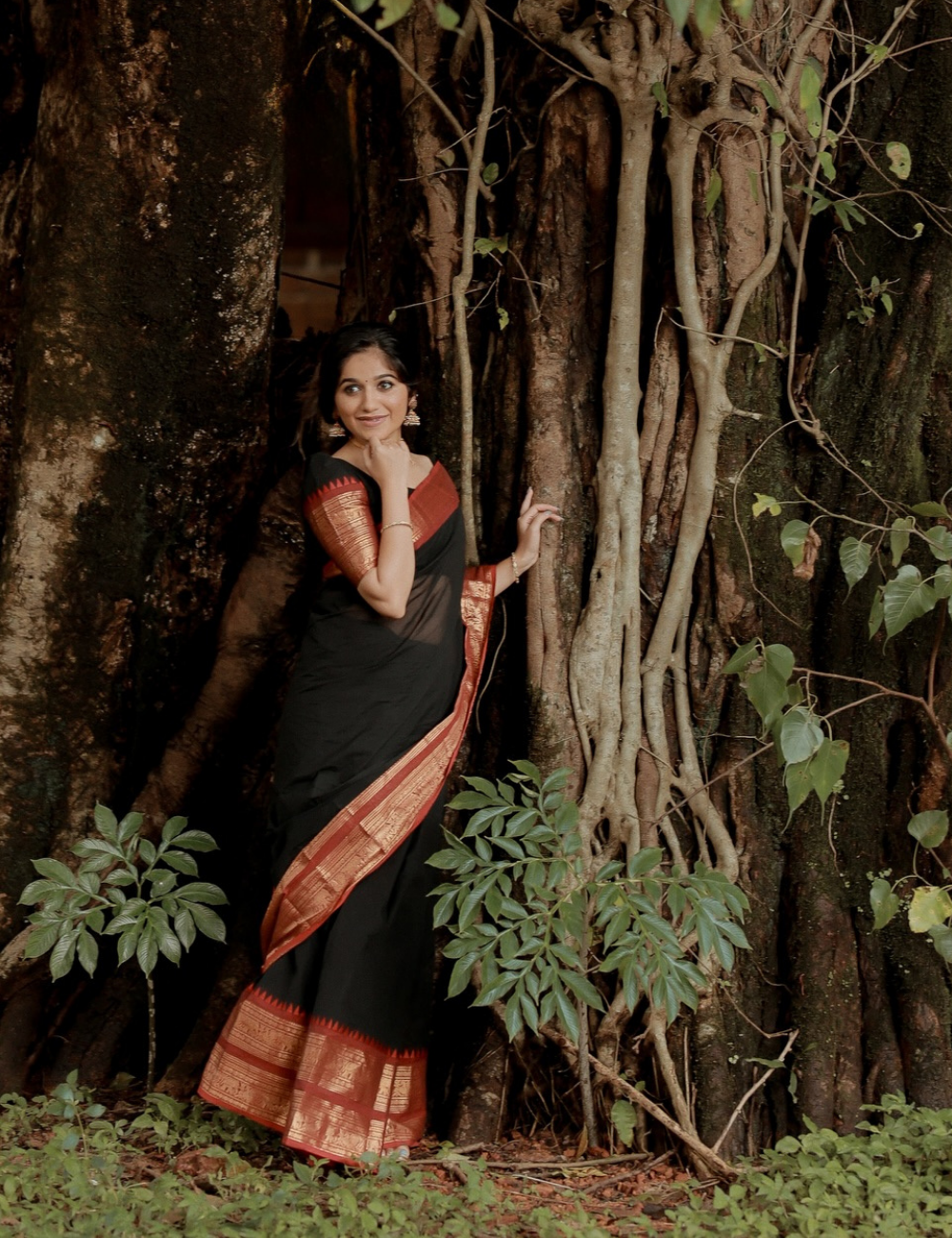 Trisha - Black Kanchi Cotton Saree