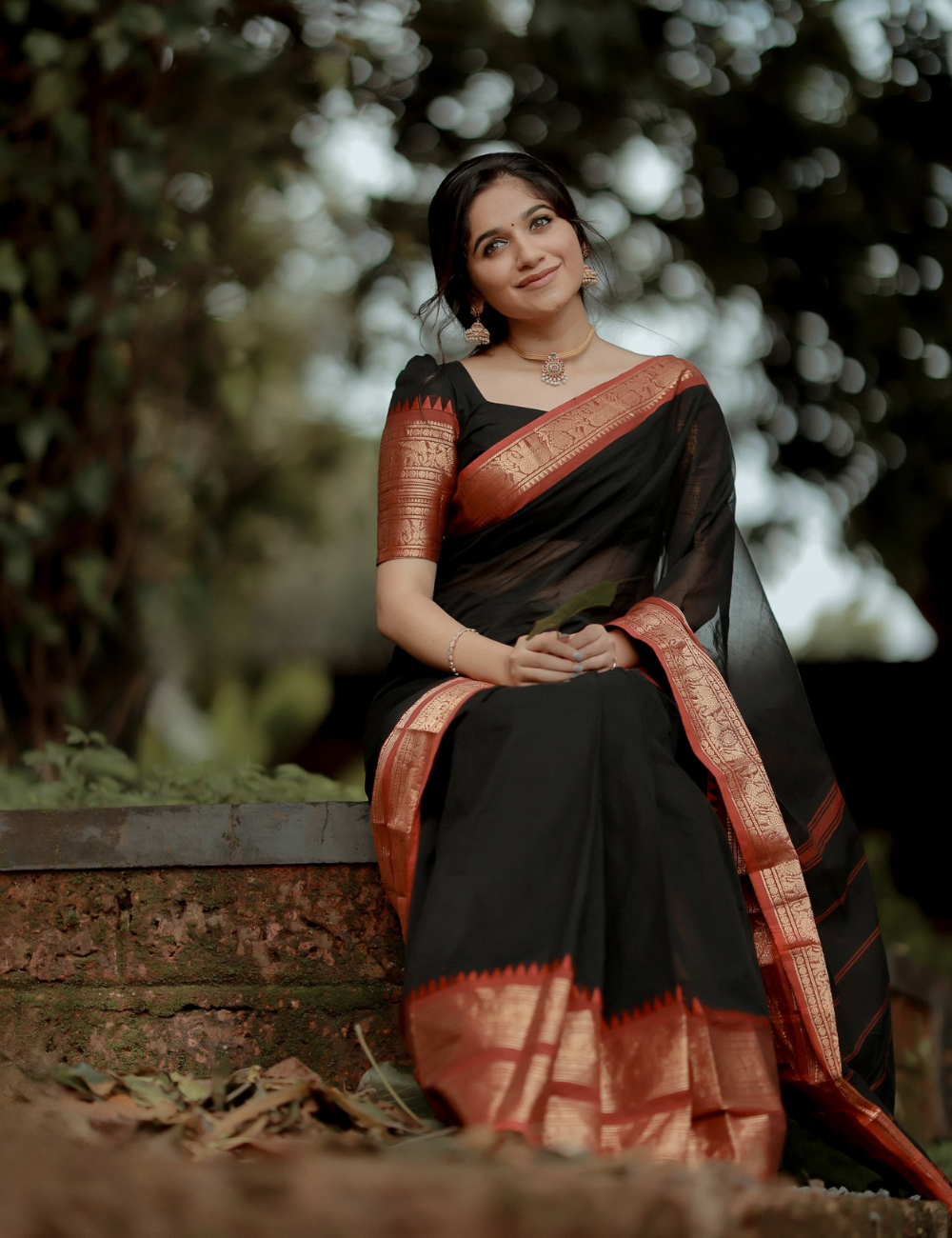 Trisha - Black Kanchi Cotton Saree