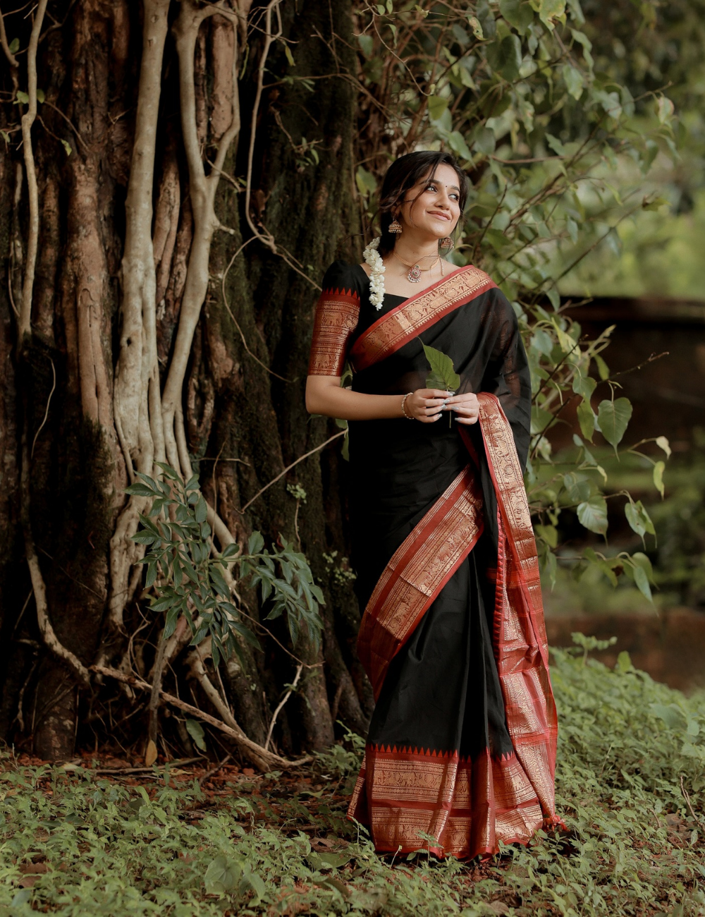 Trisha - Black Kanchi Cotton Saree