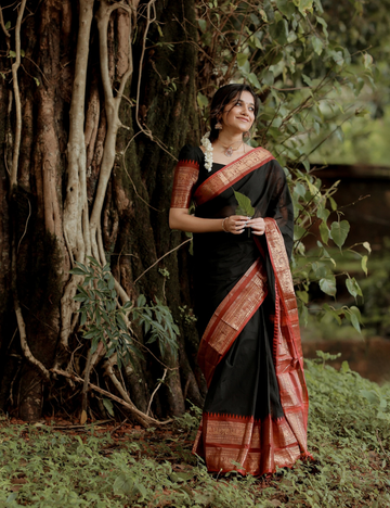 Trisha - Black Kanchi Cotton Saree