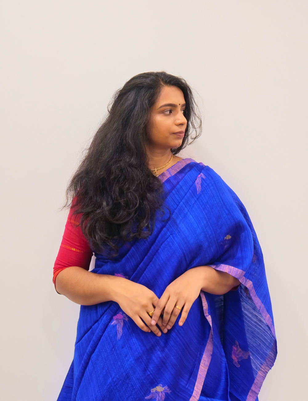 Blue Pure Matka Silk Handloom Saree with Silk Mark