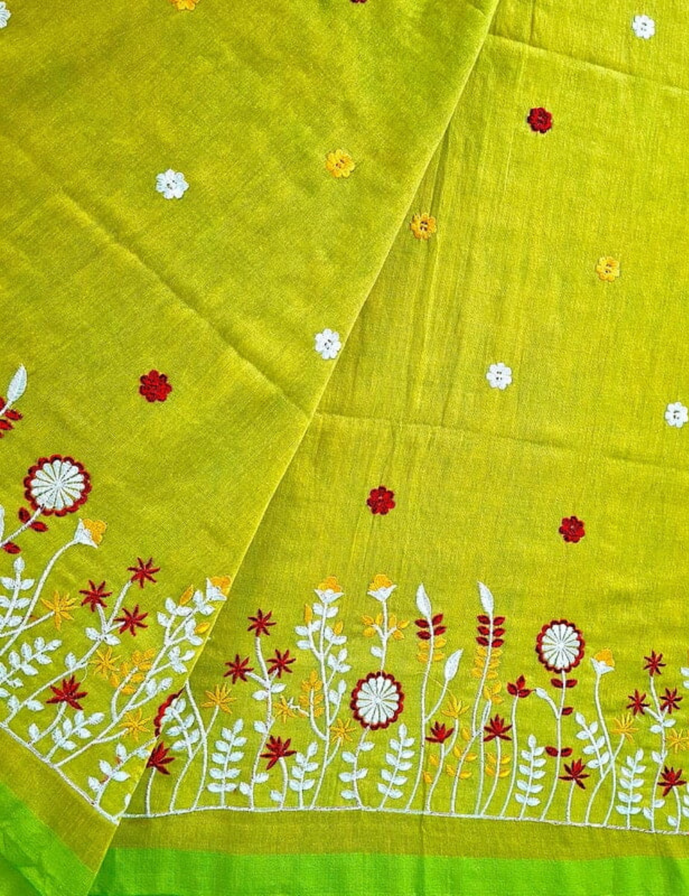 Floral Embroidered Pure Cotton Saree