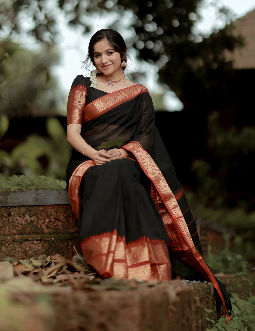 Trisha - Black Kanchi Cotton Saree