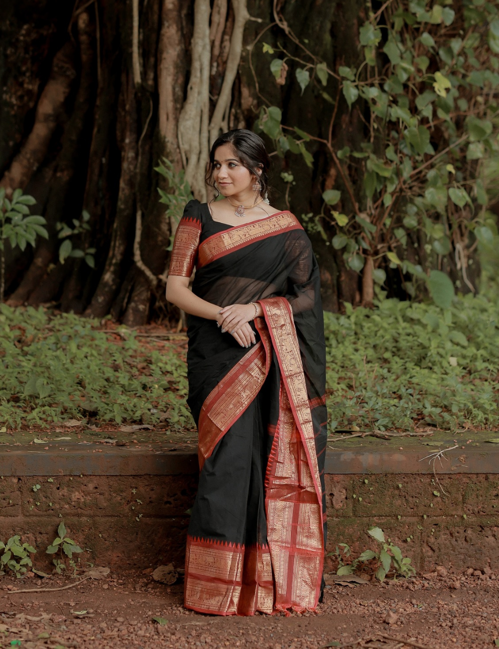 Trisha - Black Kanchi Cotton Saree