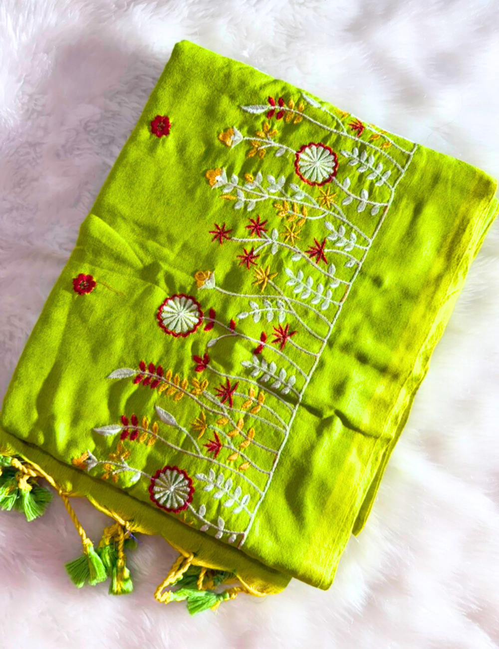 Floral Embroidered Pure Cotton Saree