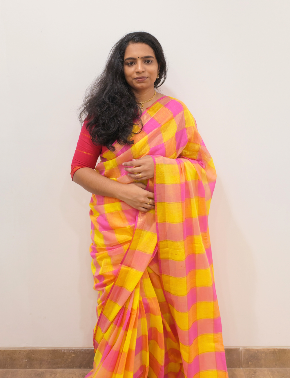 Checkered Mul Cotton Saree