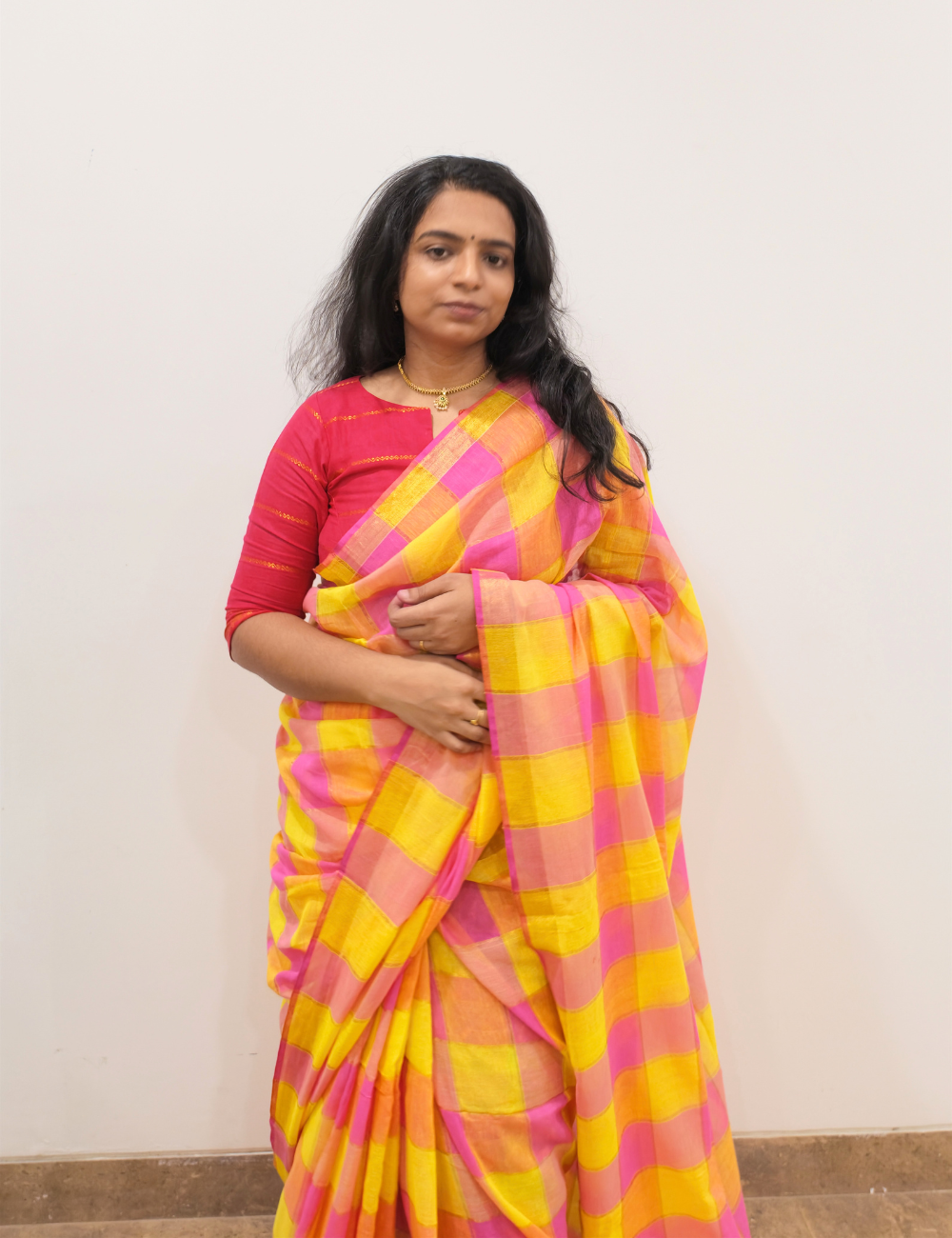 Checkered Mul Cotton Saree