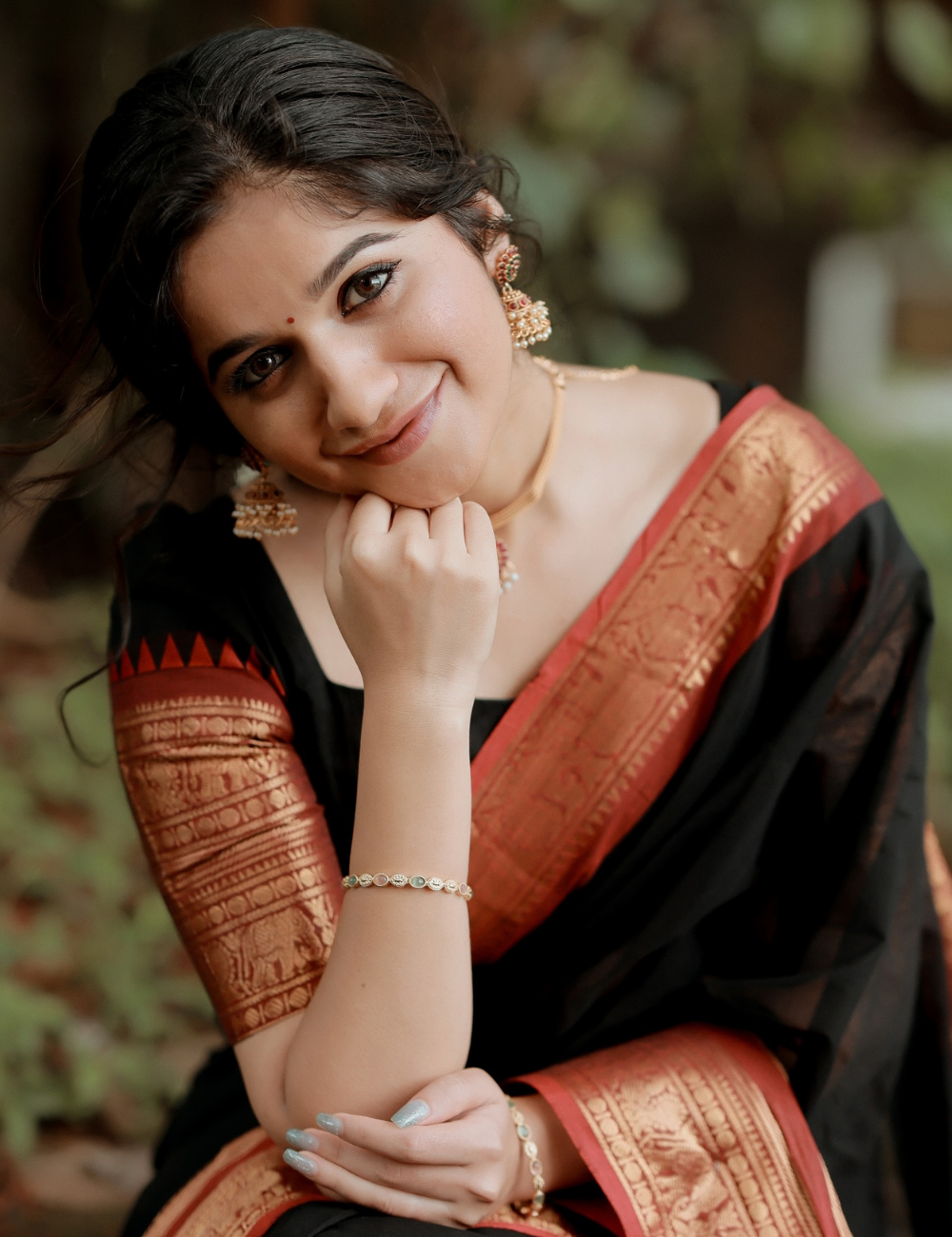 Trisha - Black Kanchi Cotton Saree