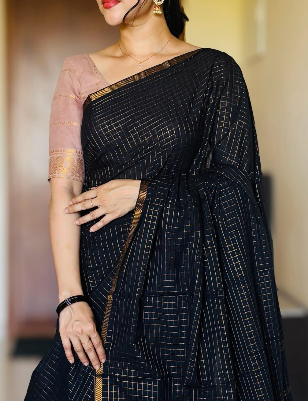 Black - Sungadi Cotton Saree