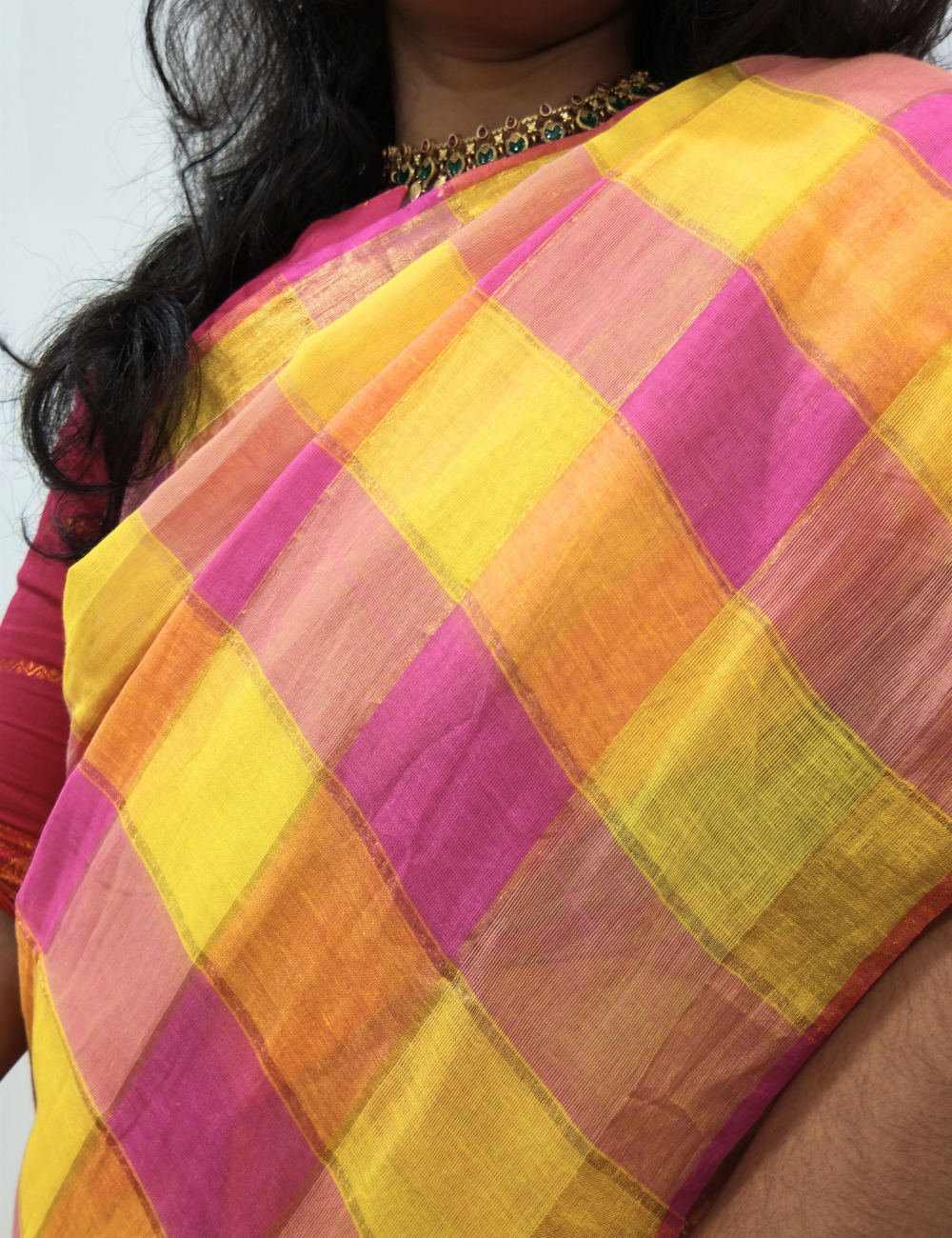 Checkered Mul Cotton Saree