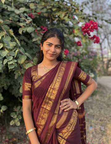 Coffee Brown Kanchi Cotton Saree