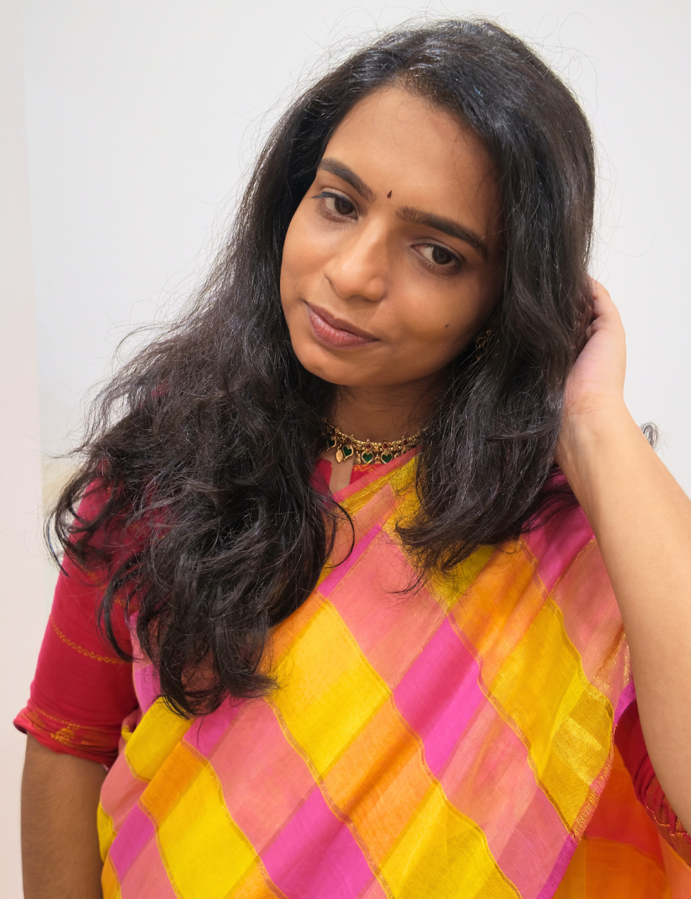 Checkered Mul Cotton Saree
