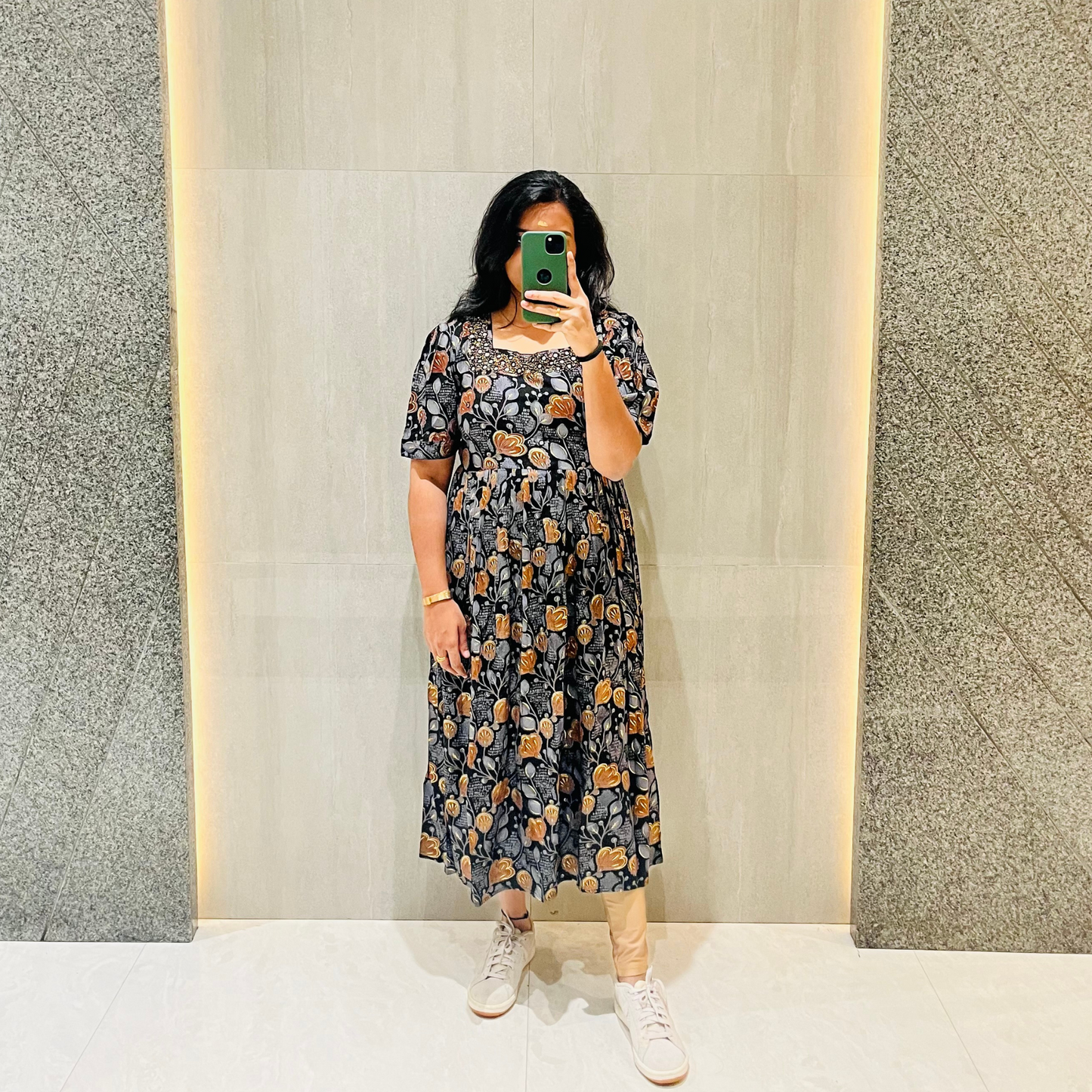 Dark Night Blossom Midi Dress