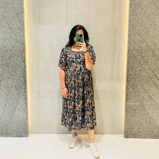 Dark Night Blossom Midi Dress