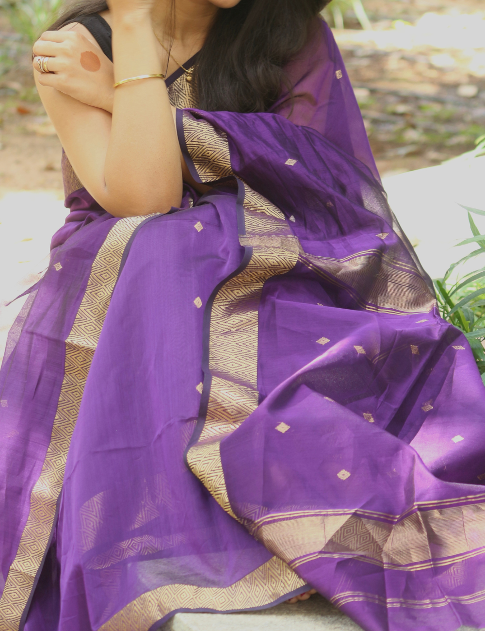 Violet - Silk cotton Handloom Saree
