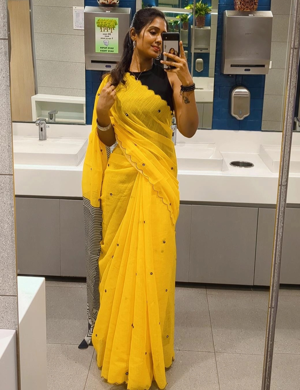 Chanderi Linen Summer Saree – Yellow